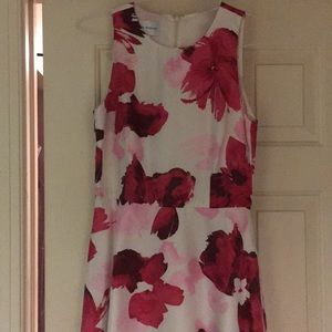 Donna Morgan White dress with Pink floral design.
